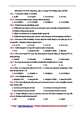 Đề thi thử Trung học phổ thông Quốc gia lần 1 môn Hóa học - Trường THPT Hồng Lĩnh (Có đáp án)